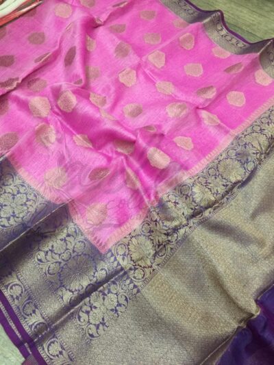 Linen Banarasi Butta Dual Colour Sarees - Image 15